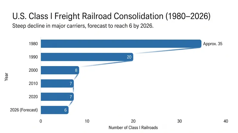 The U.S. freight rail industry has seen massive consolidation over the past four decades.