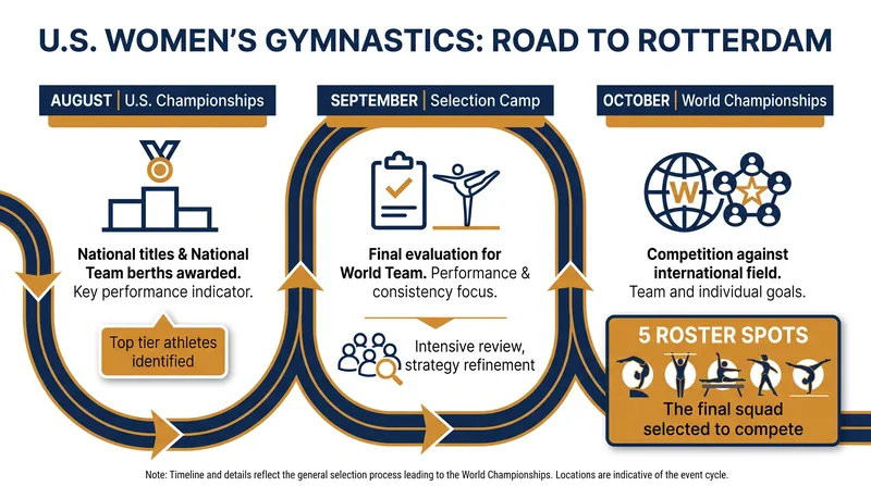 The multi-tiered selection process allows injured athletes time to recover before the final World Championships roster is named.
