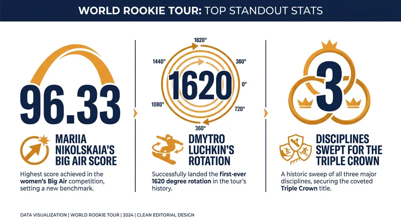 Standout numbers from the finalized World Rookie Tour leaderboards.