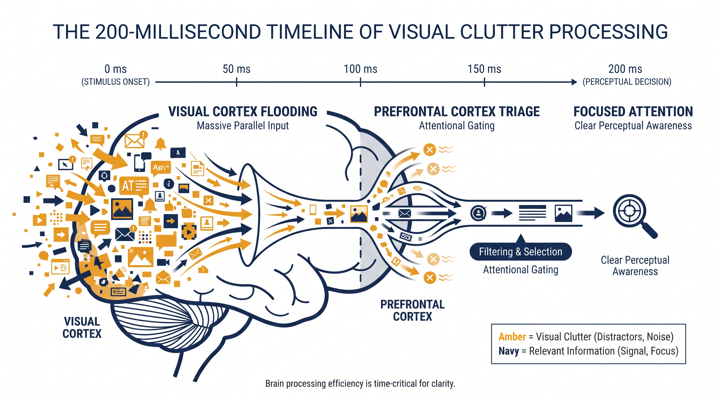The neurological cascade triggered by visual clutter.