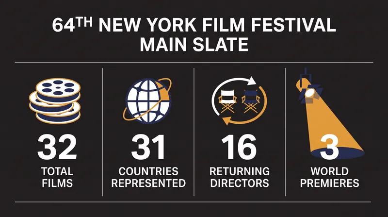 A breakdown of the 64th New York Film Festival Main Slate by the numbers.