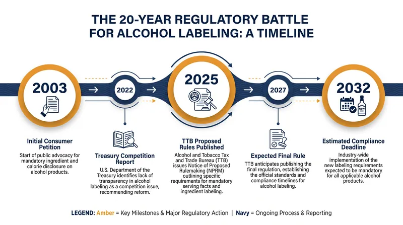 The push for mandatory alcohol labeling has been a two-decade effort spearheaded by public health advocates.