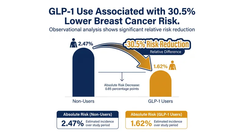 Data from the matched cohort showed a significant reduction in breast cancer incidence among GLP-1 users.