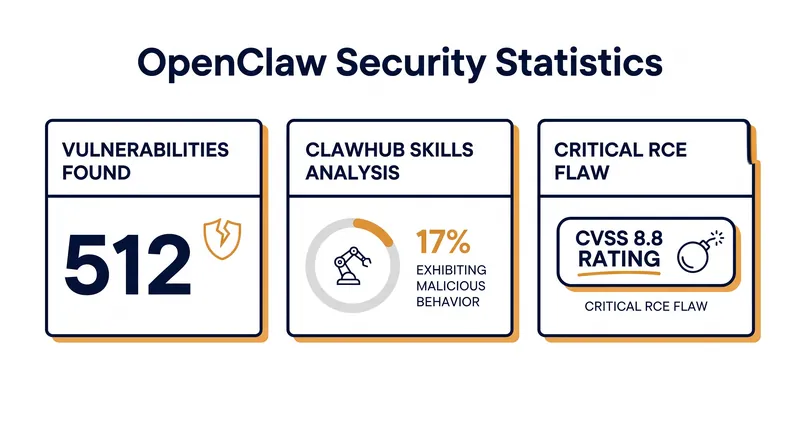 Security audits of the OpenClaw framework revealed hundreds of vulnerabilities and a heavily compromised skill registry.