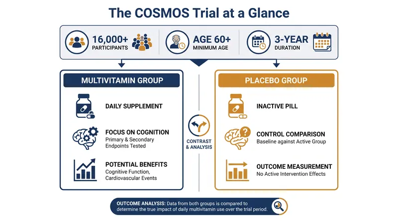 The COSMOS trial is one of the largest randomized studies ever conducted on dietary supplements.