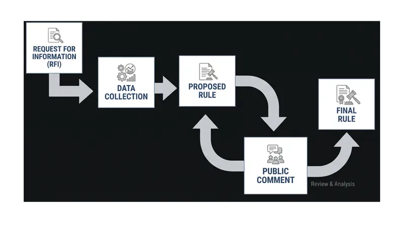 A Request for Information (RFI) is typically the first formal step an agency takes before proposing new regulations.