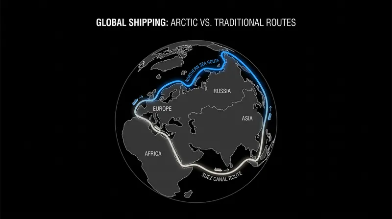 The Northern Sea Route nearly halves the transit time to Asian markets compared to the Suez Canal.