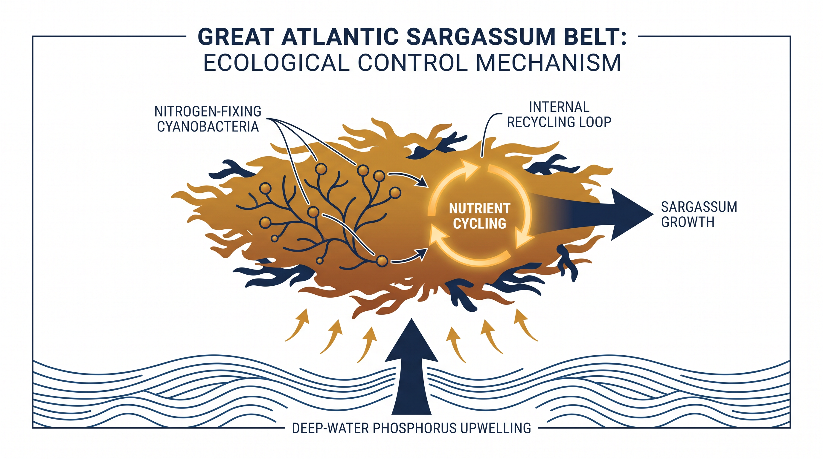 How deep-water upwelling and nitrogen-fixing bacteria create a self-sustaining nutrient loop for Sargassum.
