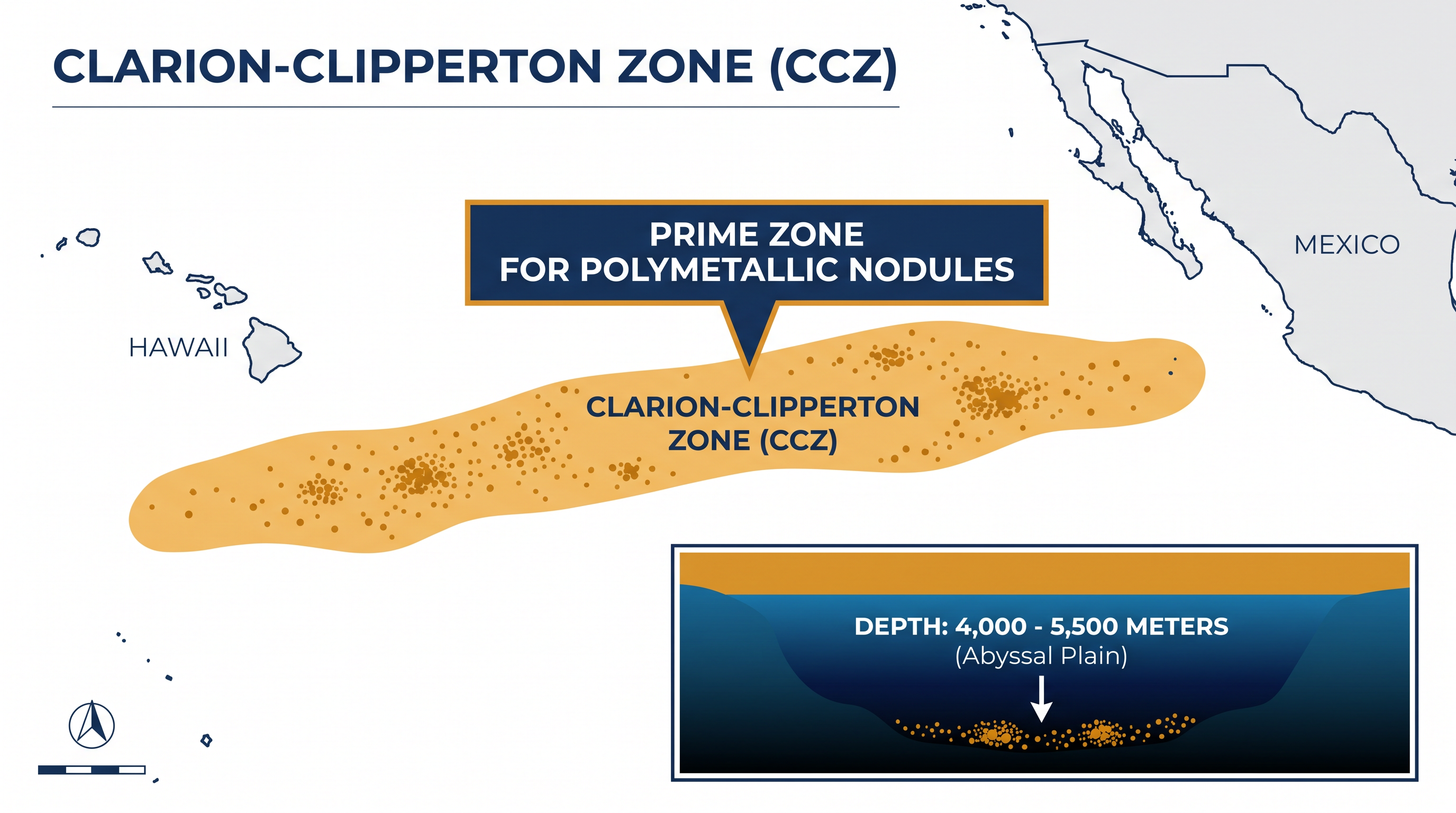 The Clarion-Clipperton Zone holds vast deposits of polymetallic nodules critical to the energy transition.