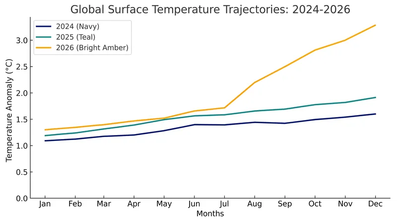The trajectory of 2026's global temperatures is steepening as the El Niño pattern takes hold.