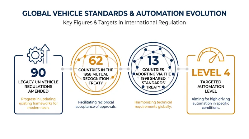 Key figures from the UN WP.29 autonomous driving framework adoption.