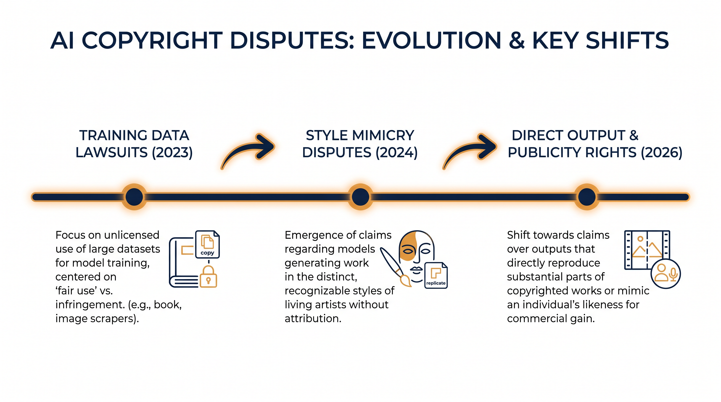 How legal battles over generative AI have shifted from training data to commercial outputs.