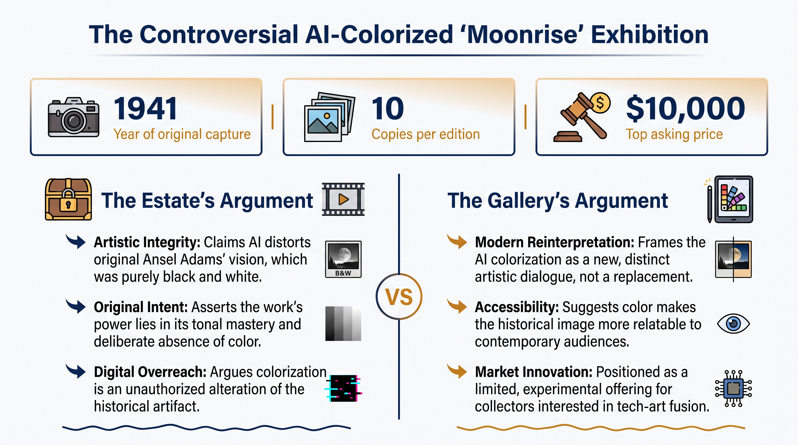 The core arguments and figures at the center of the Ansel Adams AI dispute.