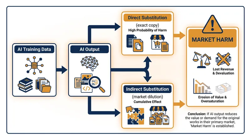 Courts are distinguishing between AI models that output exact copies and those that merely dilute the market with similar styles.