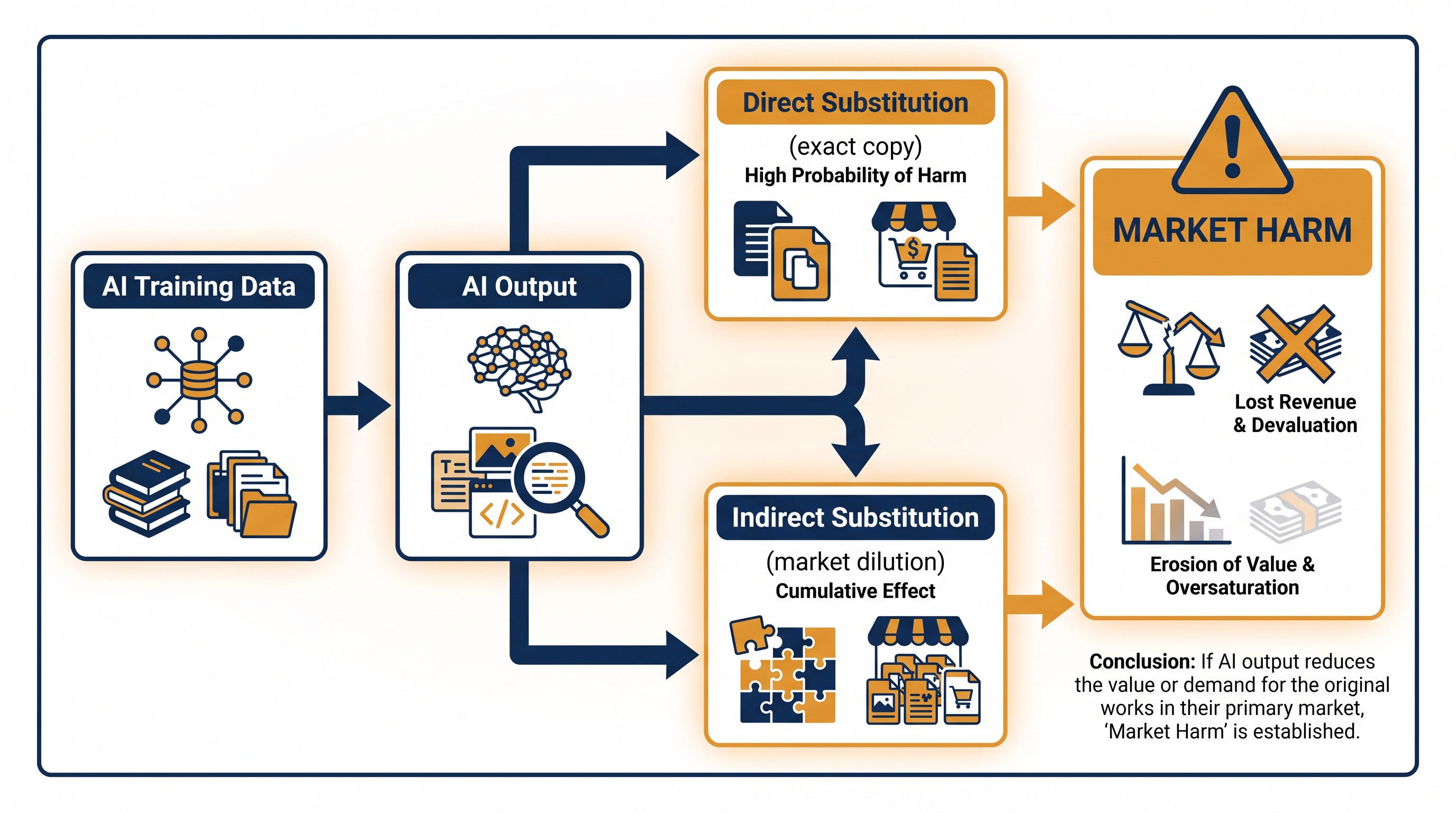 Courts are distinguishing between AI models that output exact copies and those that merely dilute the market with similar styles.