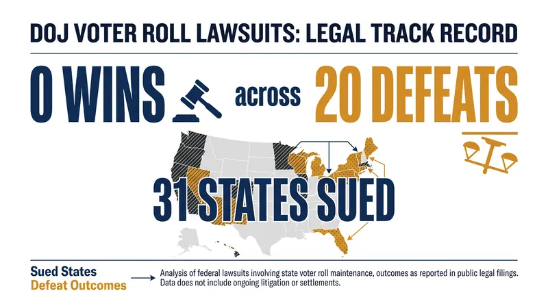 The DOJ has faced an unbroken string of defeats in its campaign to acquire state voter data.