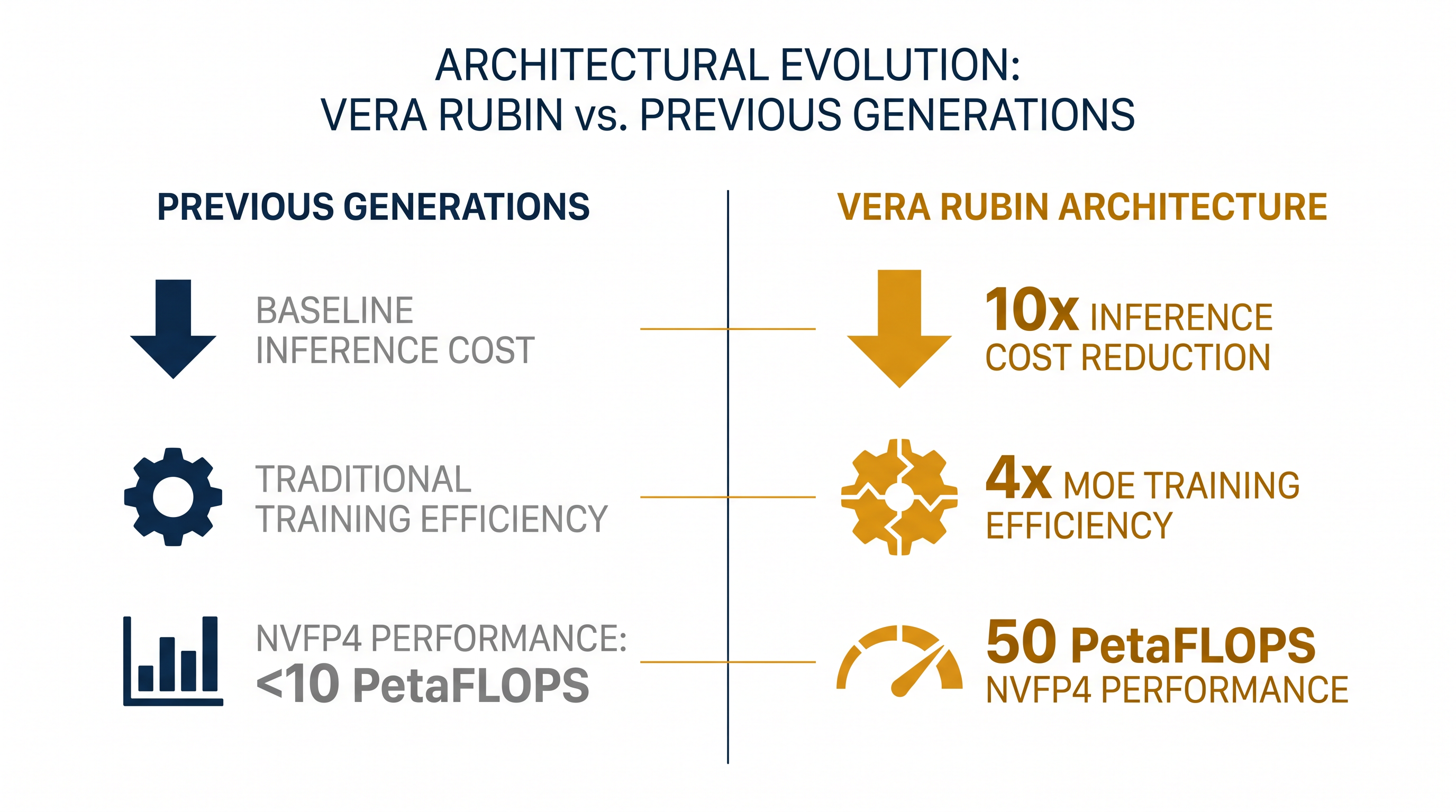 Generational leaps in efficiency promised by the Vera Rubin architecture.