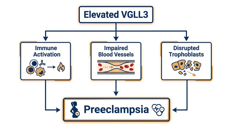 How the over-expression of the VGLL3 gene triggers the cascading symptoms of preeclampsia.