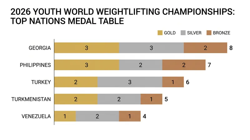 Georgia topped the overall medal table, maximizing points with a highly efficient team strategy.