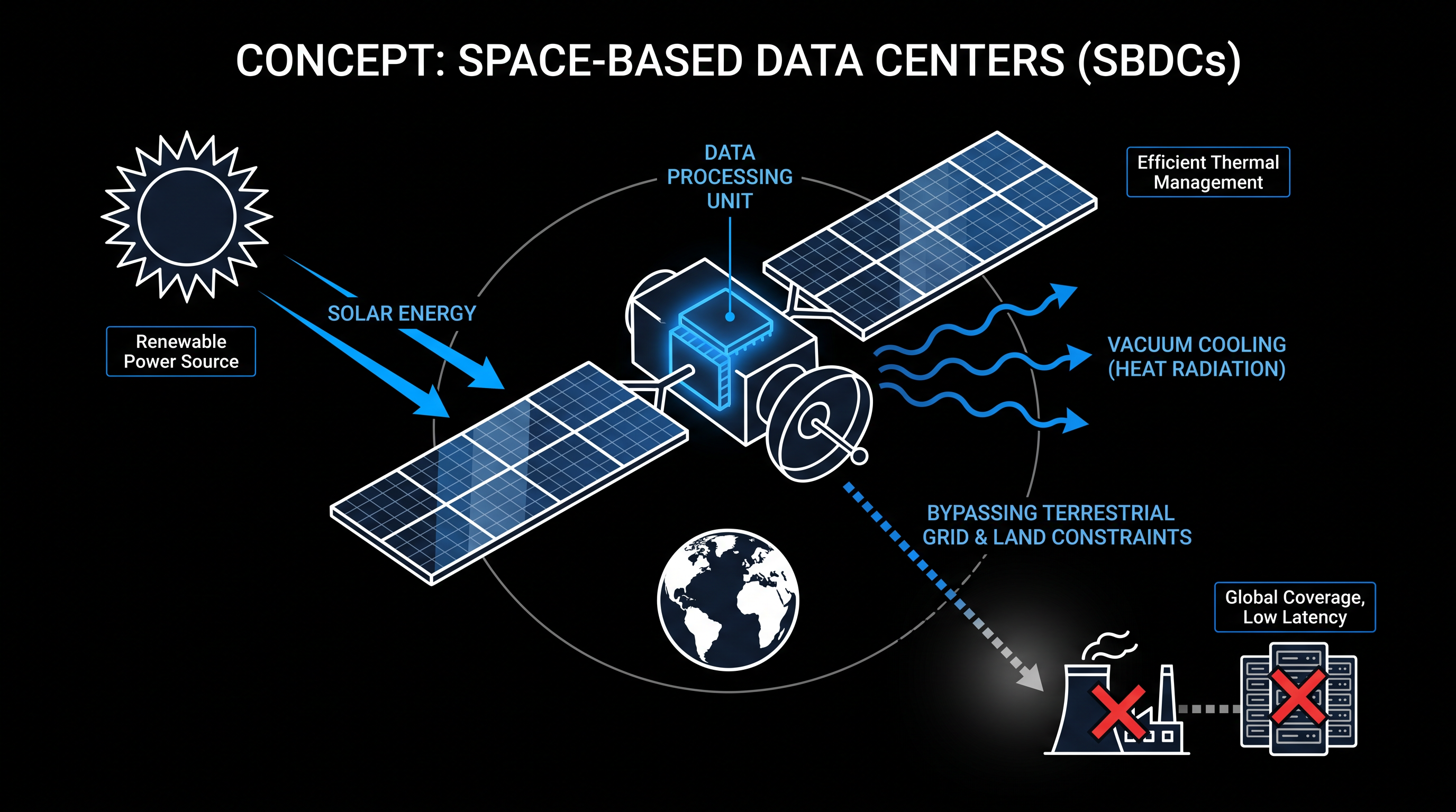 Orbital data centers bypass the power grid limitations and water cooling requirements that constrain terrestrial AI expansion.