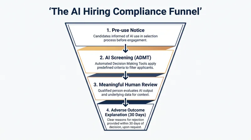 The revised Colorado framework mandates transparency at both the beginning and end of the hiring process.