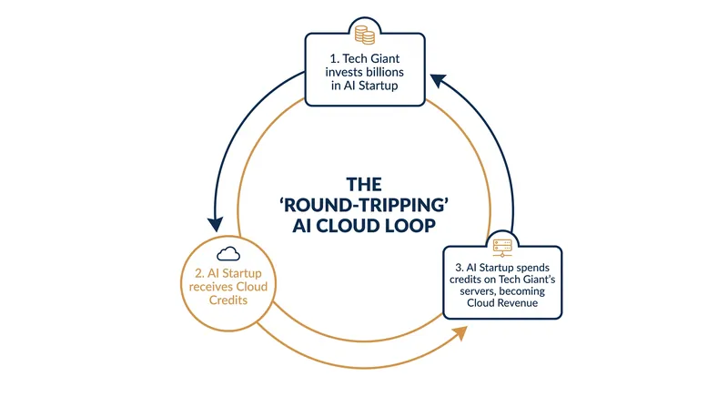 How the circular AI equity-to-cloud spending loop translates venture investments into recognized cloud revenue.