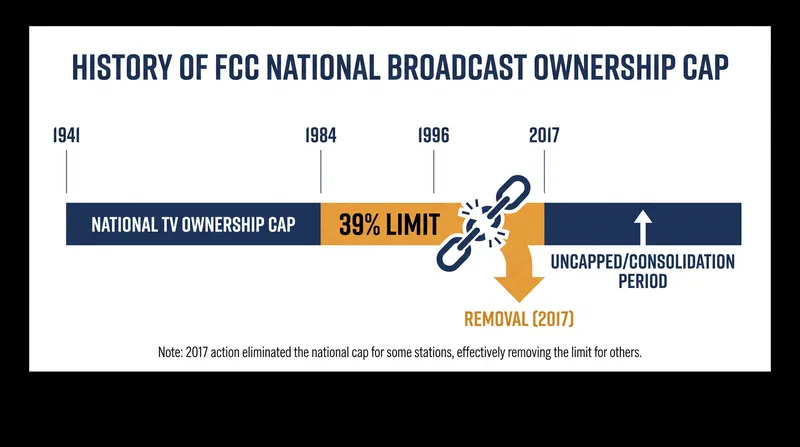 The national audience reach cap has restricted broadcast mergers since 1996.