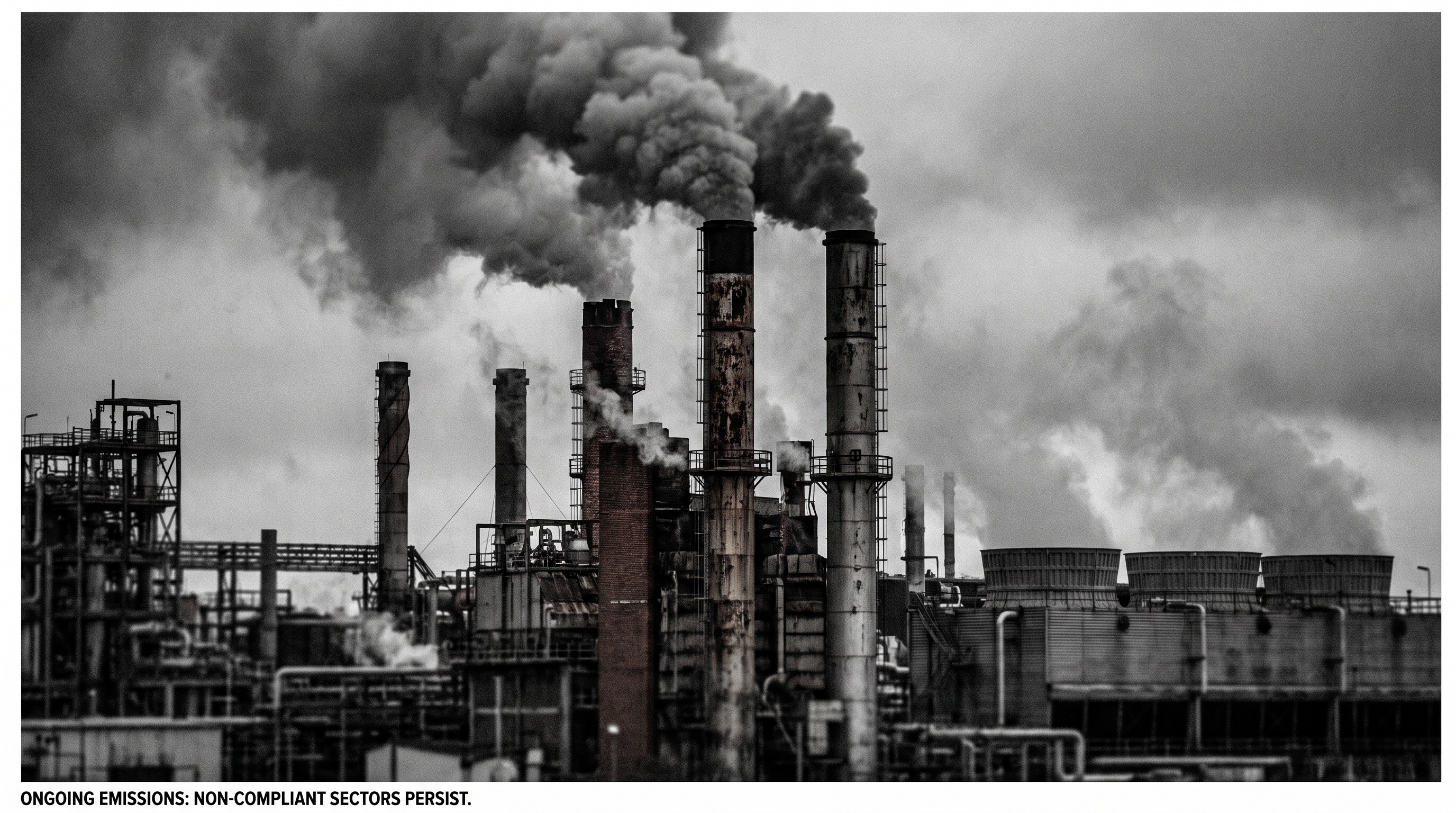 Critics argue the lack of enforcement creates an uneven playing field for heavy industry.