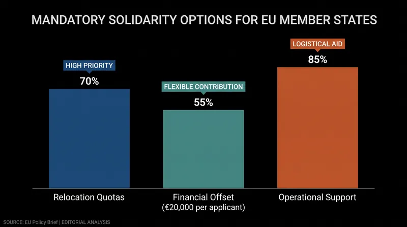 Interior member states must choose from a menu of solidarity contributions to assist frontline countries.