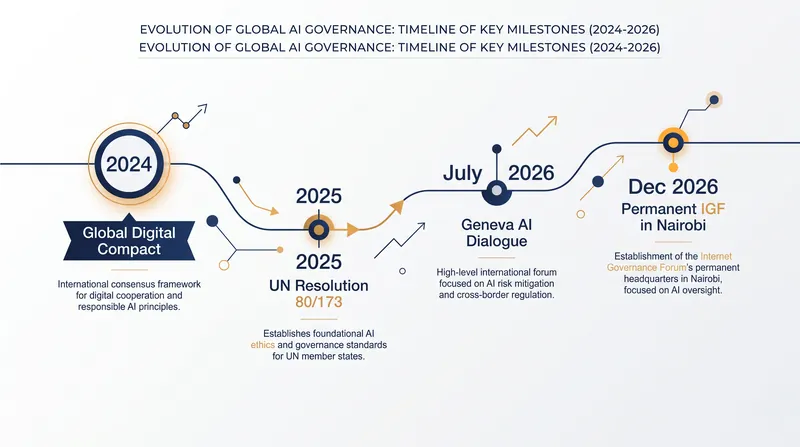 The multi-year diplomatic path to a permanent UN digital governance body.