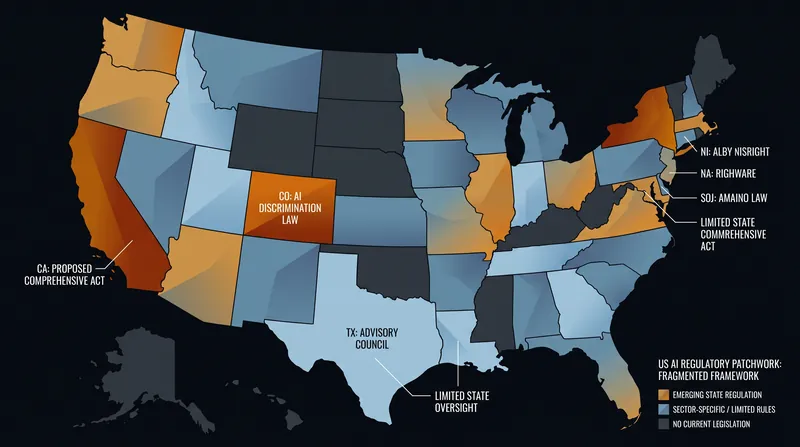 The U.S. regulatory map is increasingly fragmented, with states adopting divergent definitions of 'high-risk' AI.
