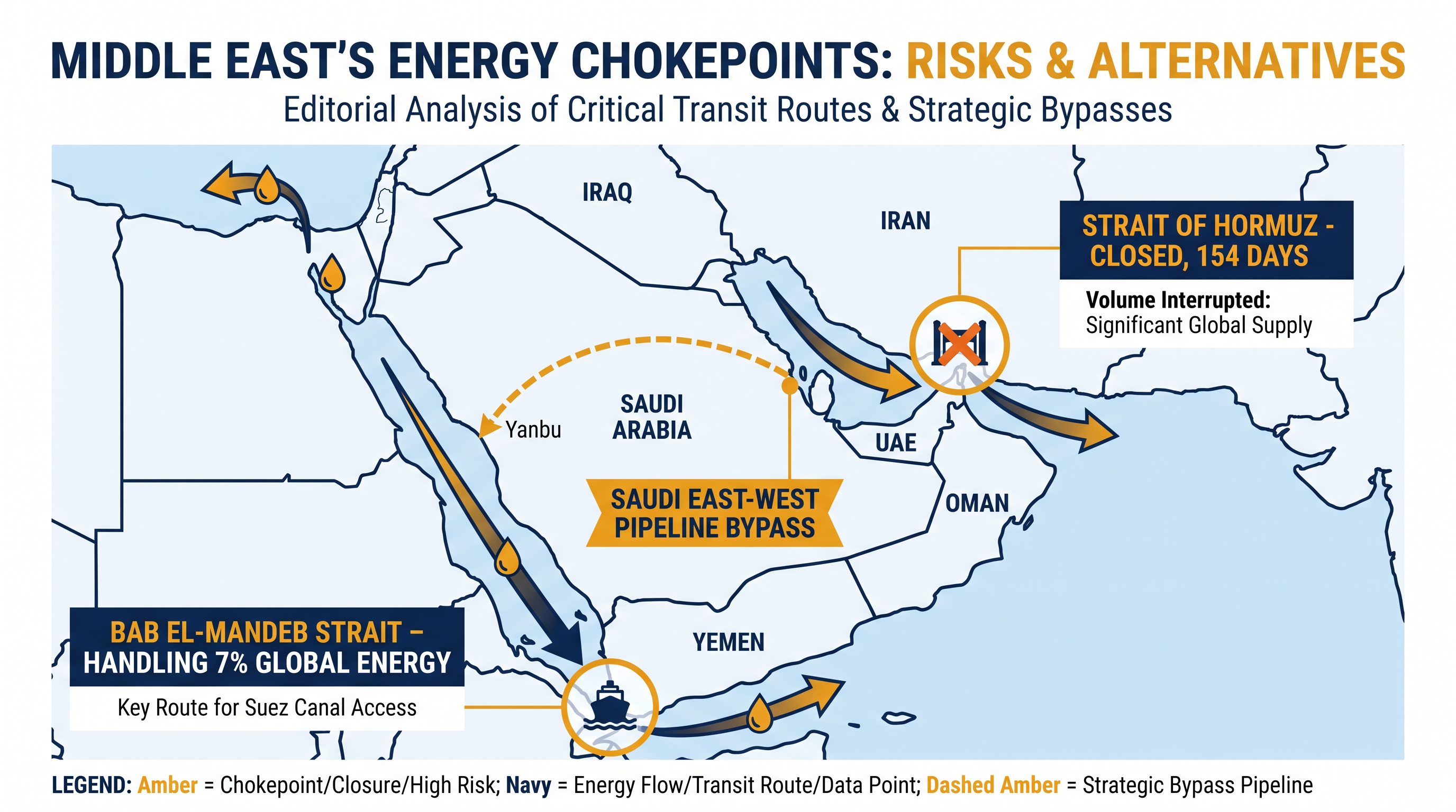 With the Strait of Hormuz closed, the Bab el-Mandeb has become the primary bypass route for regional energy exports.