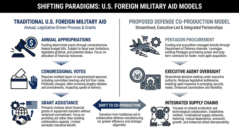 The proposed initiative would shift military support from foreign aid appropriations to routine Pentagon procurement.