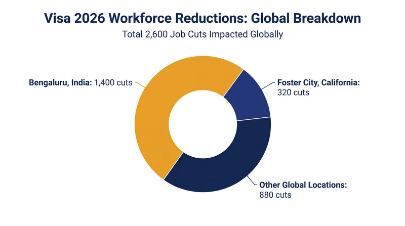 Over half of Visa's global workforce reductions were concentrated in its Bengaluru technology center.
