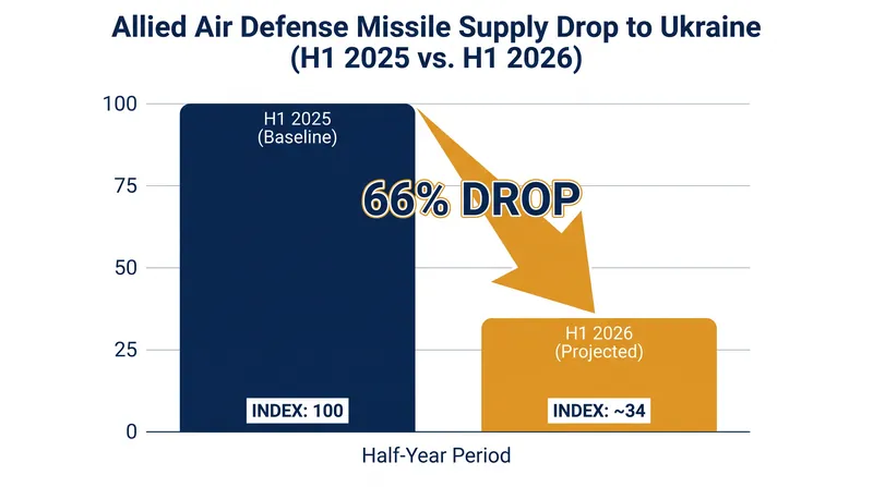 Allied interceptor supplies have fallen sharply in 2026.