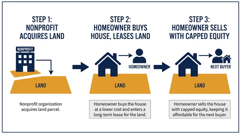 The shared-equity mechanism allows homeowners to build wealth while preserving long-term affordability.