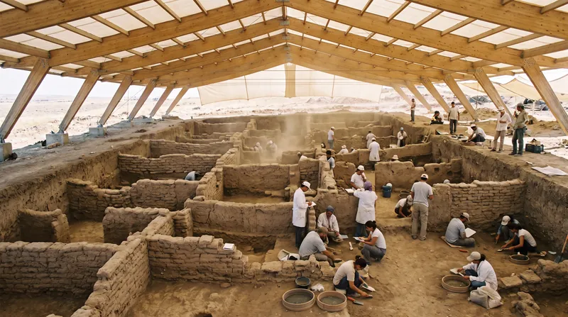 The Neolithic proto-city of Çatalhöyük was home to roughly 8,000 people who lived in densely packed adobe homes.