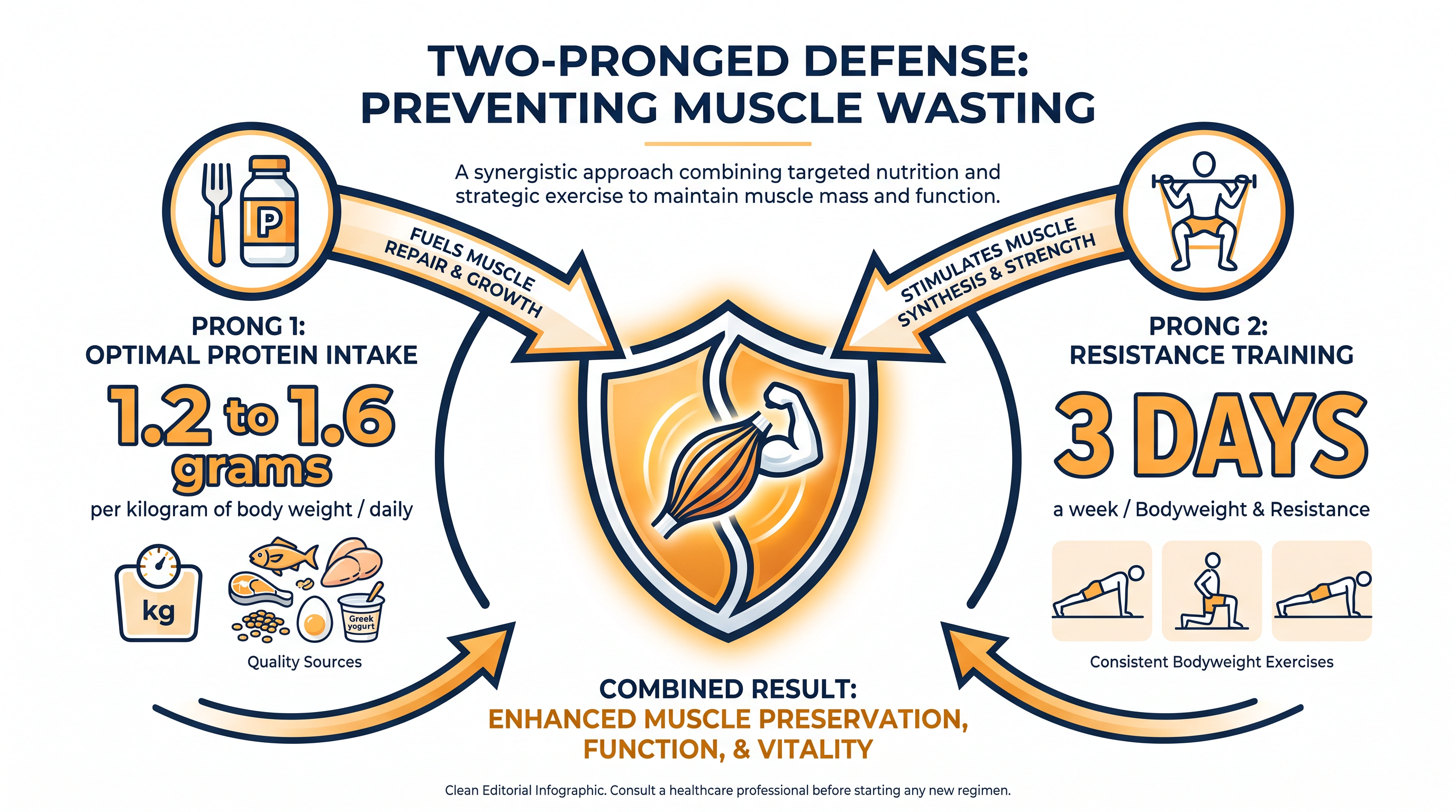 Preserving muscle requires both the physical stimulus of exercise and the nutritional building blocks of protein.