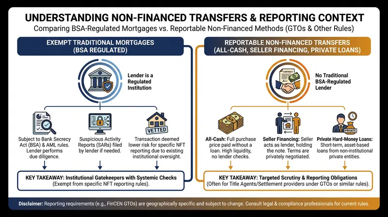 The rule covers far more than all-cash deals, capturing any transaction without a federally regulated mortgage.