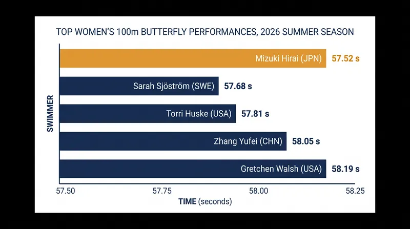 Japan's Mizuki Hirai posted a blistering 57.52 at the U.S. National Championships to shake up the women's standings.