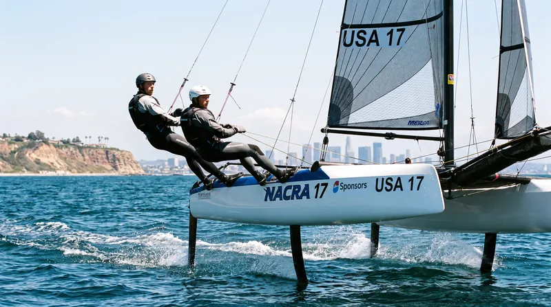 The Nacra 17 mixed multihull class brings high-speed foiling action to the future LA 2028 Olympic venue.