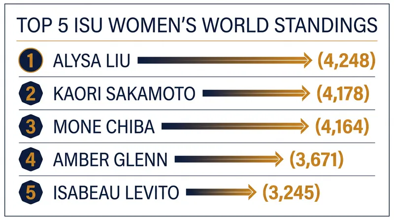 The top five of the ISU Women's World Standings heading into the 2026-2027 season.