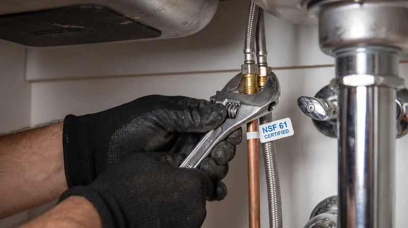 Certified fixtures carry verifiable NSF/ANSI labels to guarantee lead-free compliance.