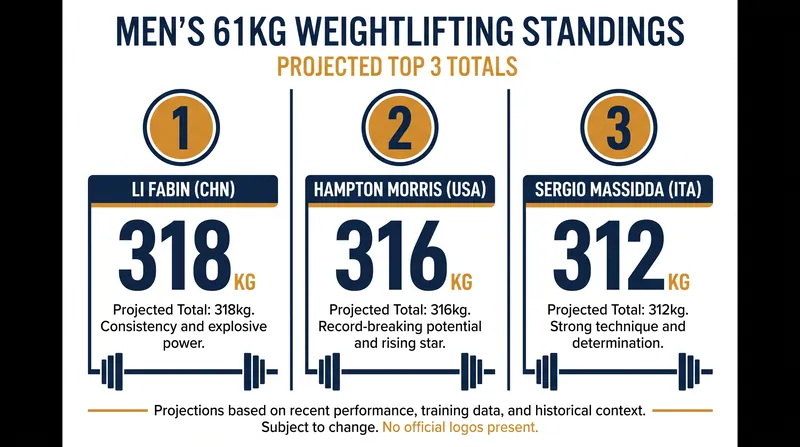 The razor-thin margins separating the top three contenders in the Men's 61kg global standings.