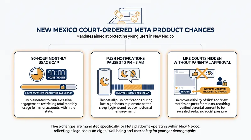 The court mandated specific architectural changes to how Facebook and Instagram operate for underage users in New Mexico.