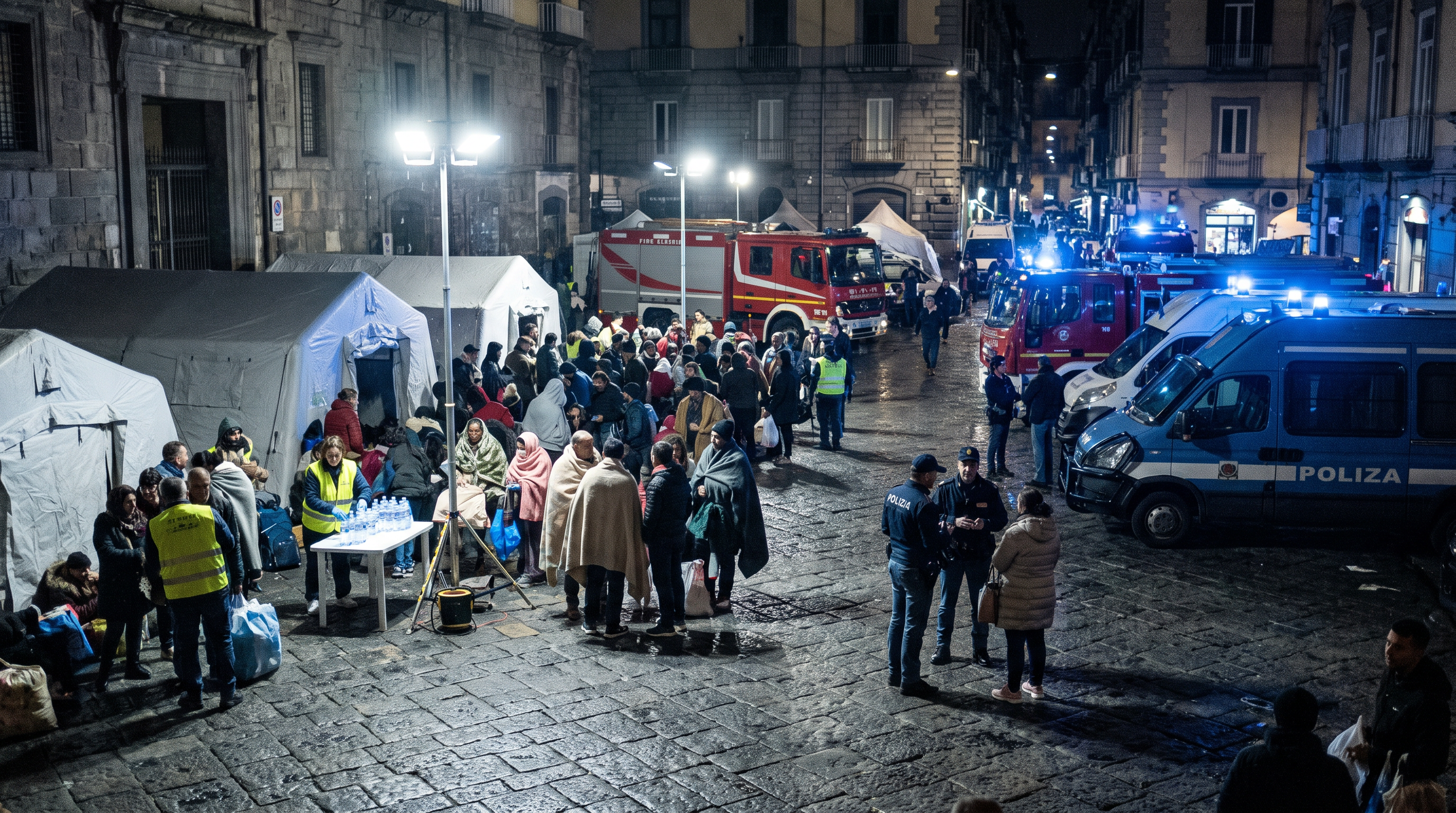 Hundreds of residents were evacuated from compromised buildings as aftershocks continued through the night.