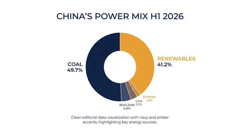 For the first time on record, coal accounted for less than half of China's total electricity generation over a six-month period.