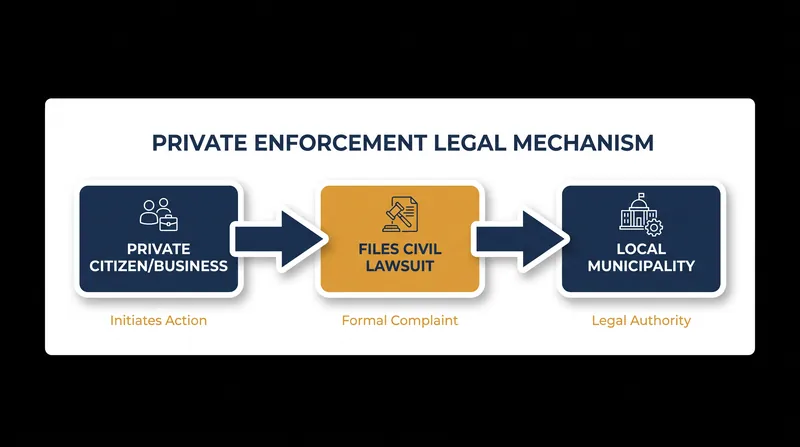 HB 2127 relies on private civil lawsuits rather than state agencies for enforcement.