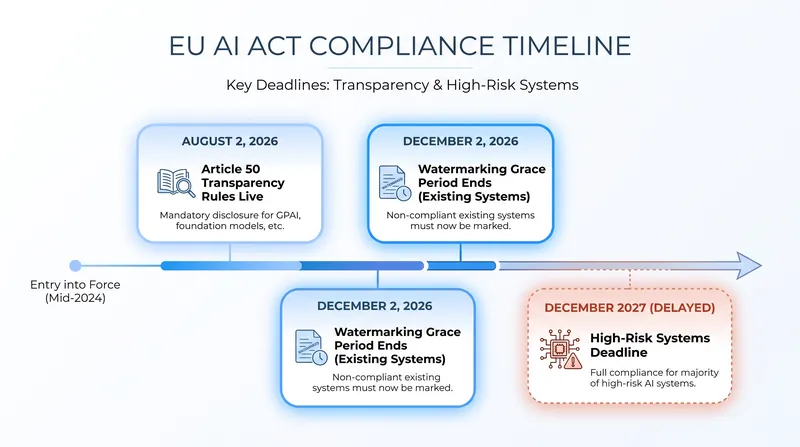 While high-risk AI compliance was delayed to 2027, consumer transparency rules took effect immediately in August 2026.