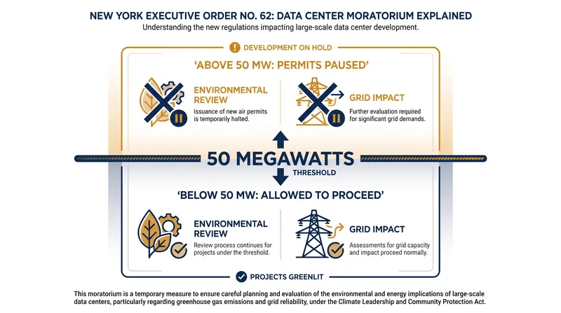 The executive order establishes a 50-megawatt threshold for the permitting pause.